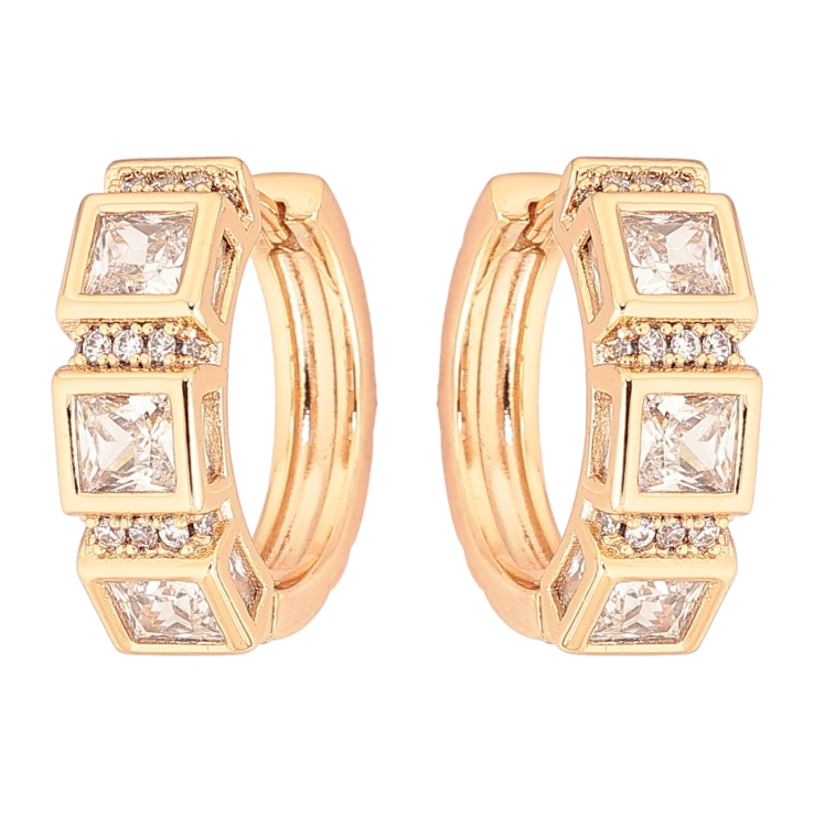 Серьги Xuping Позолота 18K колечки Инкрустация кристаллами фото №15