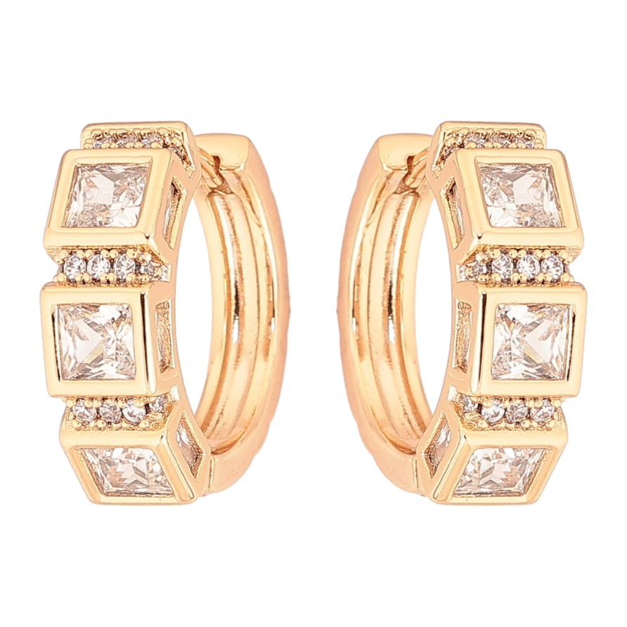 Серьги Xuping Позолота 18K колечки Инкрустация кристаллами фото №1