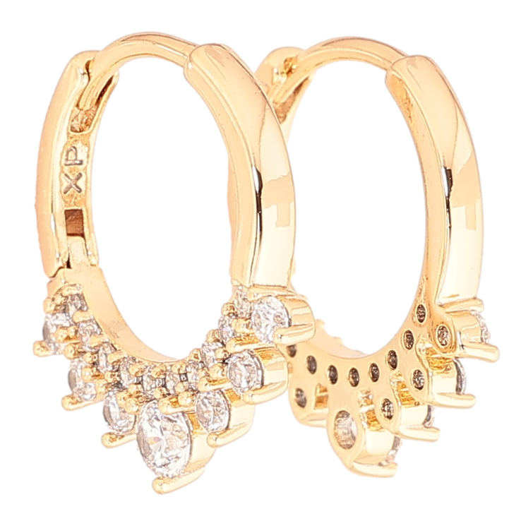 Серьги Xuping Позолота 18K колечки Боковой узор из кристаллов фото №11
