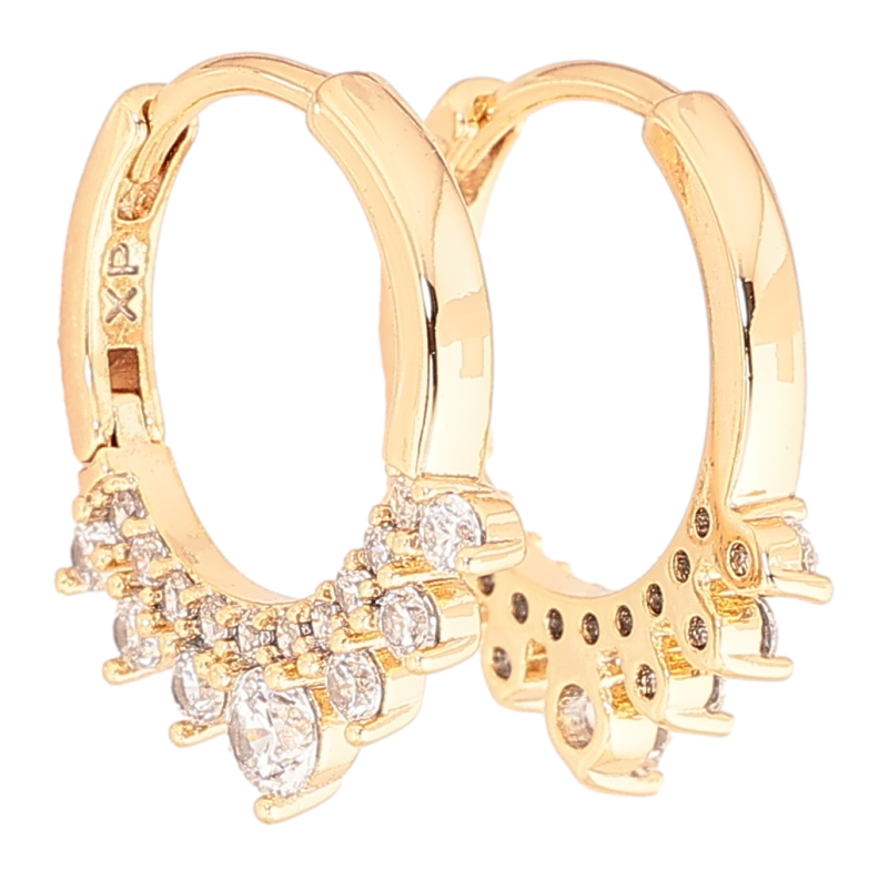 Сережки Xuping Позолота 18K колечка «Бічний візерунок з кристалів» фото №1