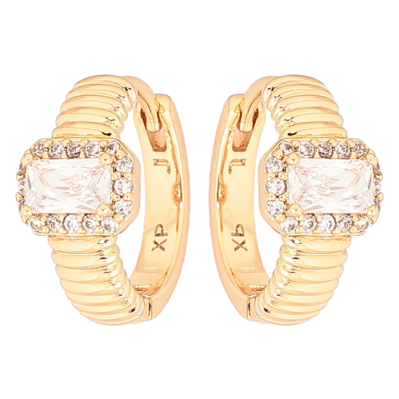 Серьги Xuping Позолота 18K колечки Узор из кристаллов фото №1