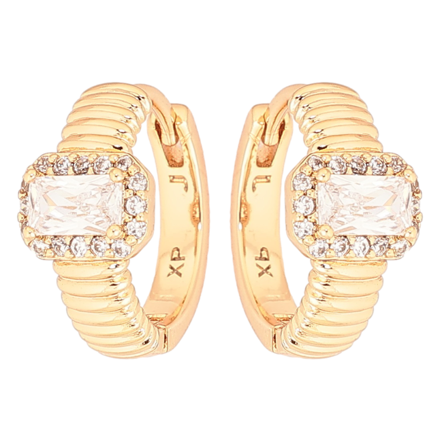 Сережки Xuping Позолота 18K колечка «Візерунок з кристалів» фото №1