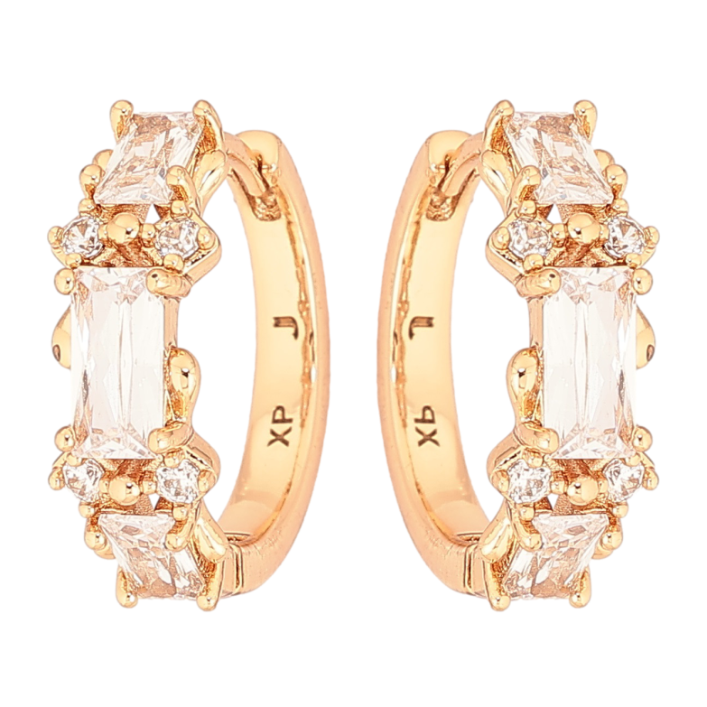 Сережки Xuping Позолота 18K колечка «Візерунок з кристалів» фото №1