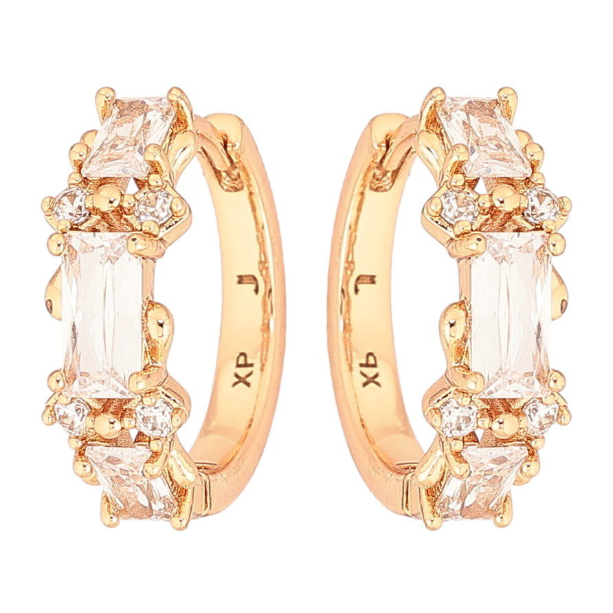 Серьги Xuping Позолота 18K колечки Узор из кристаллов фото №1