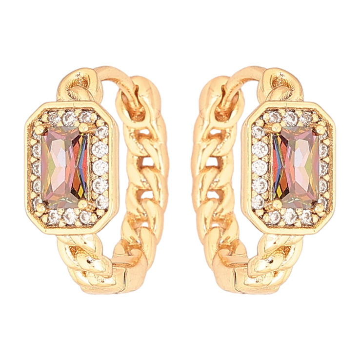 Серьги Xuping Позолота 18K колечки Узор цепочка с кристаллом хамелеон фото №11