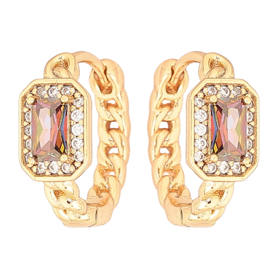 Серьги Xuping Позолота 18K колечки Узор цепочка с кристаллом хамелеон фото №1