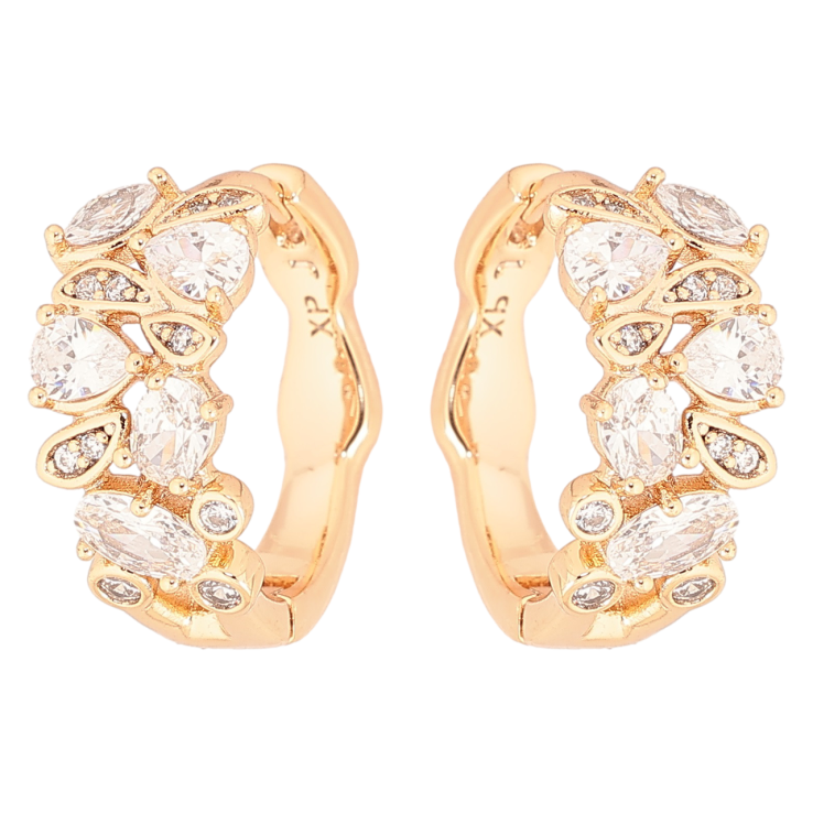 Сережки Xuping Позолота 18K колечка «Кришталевий візерунок» фото №12