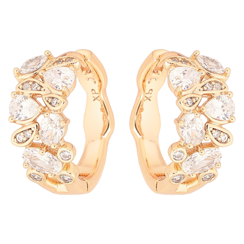 Сережки Xuping Позолота 18K колечка «Кришталевий візерунок» фото №1