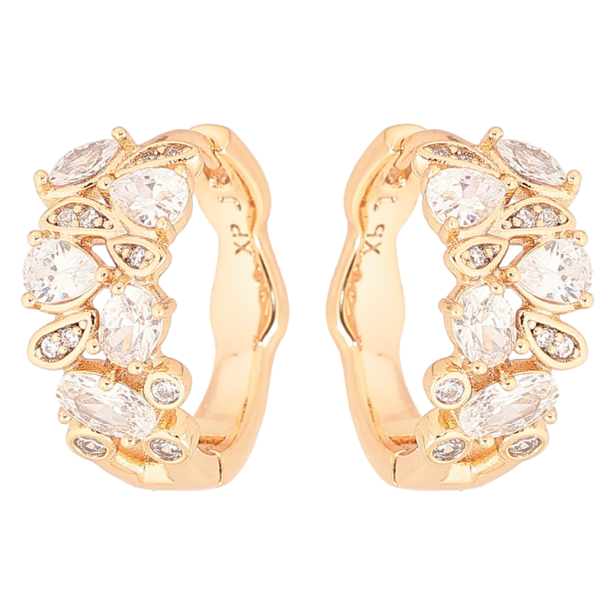 Сережки Xuping Позолота 18K колечка «Кришталевий візерунок» фото №1