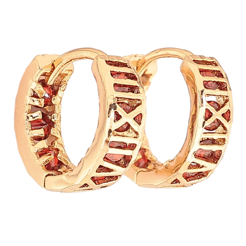Сережки Xuping Позолота 18K колечка «Римські цифри з червоними кристалами» ø 13мм фото №8