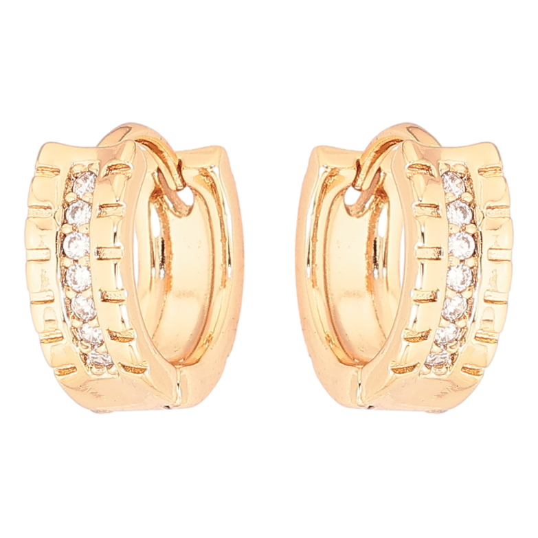 Сережки Xuping Позолота 18K колечка «Візерунок з доріжками кристалів» фото №1