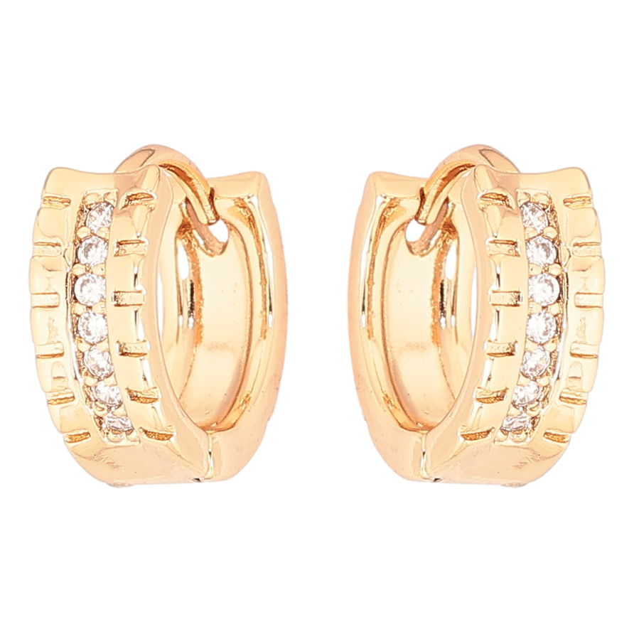 Сережки Xuping Позолота 18K колечка «Візерунок з доріжками кристалів» фото №1