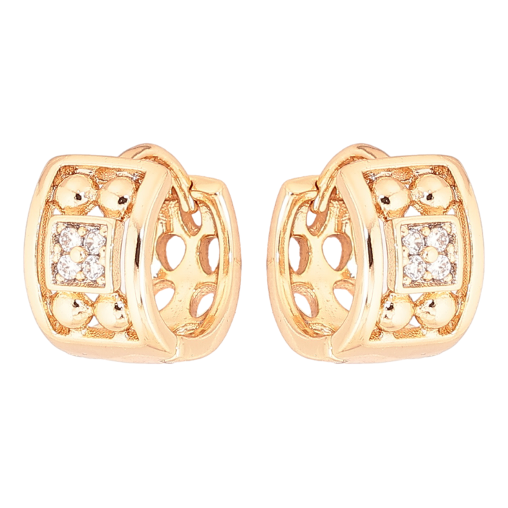 Сережки Xuping Позолота 18K колечка «Візерунок з кристалами» фото №8