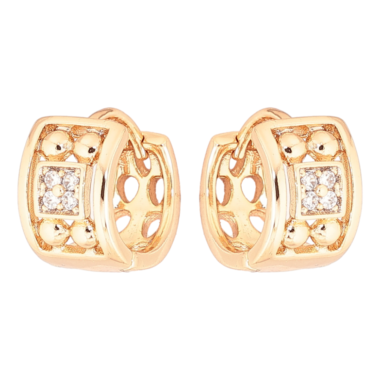 Серьги Xuping Позолота 18K колечки Узор с кристаллами фото №3