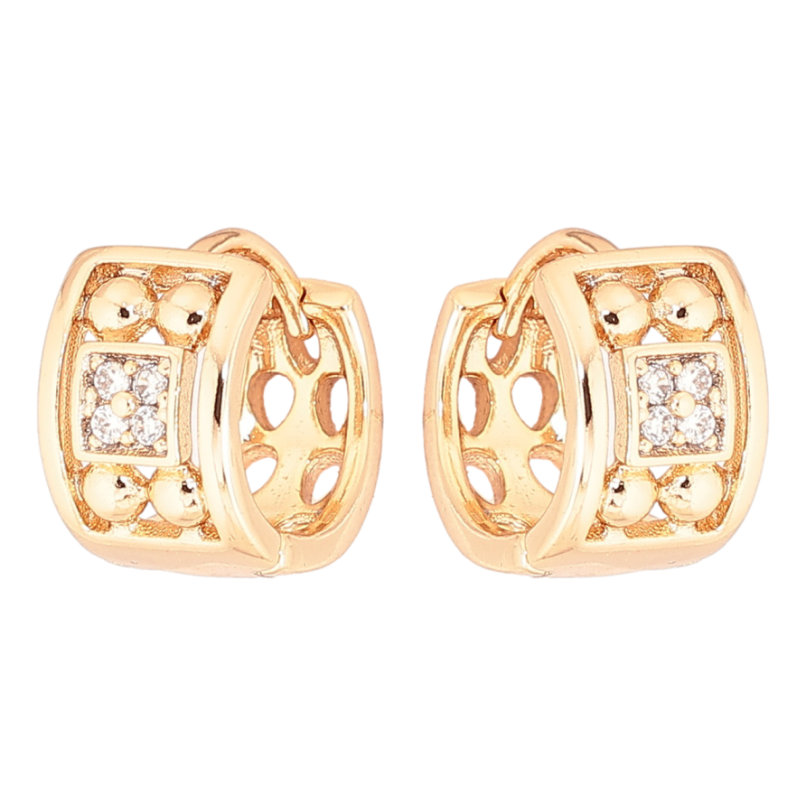 Сережки Xuping Позолота 18K колечка «Візерунок з кристалами» фото №1