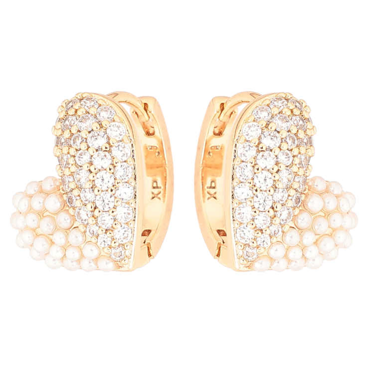 Серьги Xuping Позолота 18K колечки Сердечки с кристаллами и жемчужинами фото №23