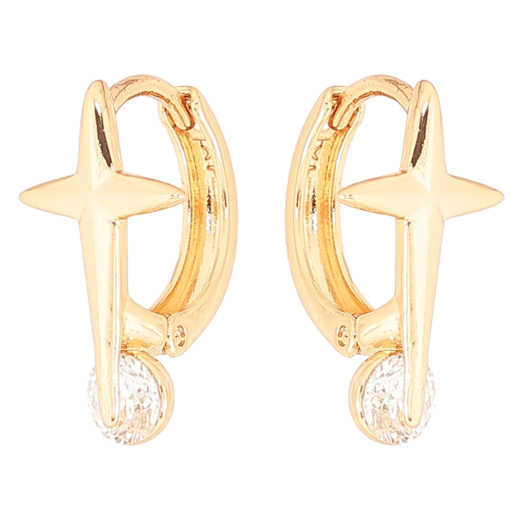 Сережки Xuping Позолота 18K колечка «Зірки з кристалами» фото №23