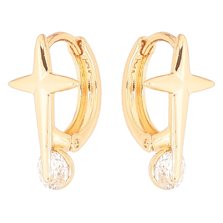 Сережки Xuping Позолота 18K колечка «Зірки з кристалами» фото №2