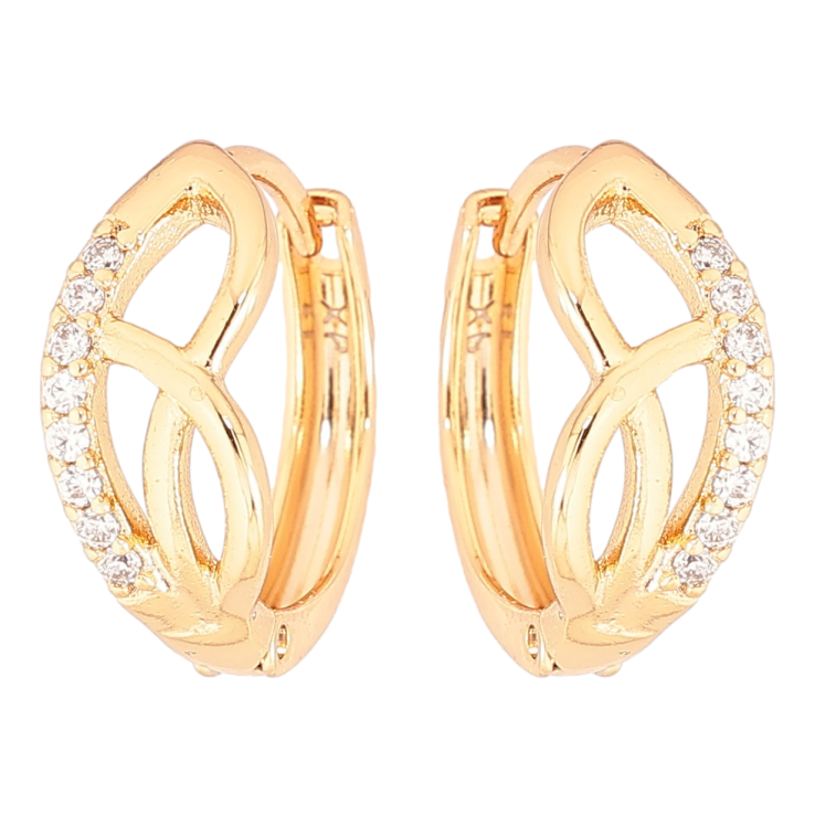 Сережки Xuping Позолота 18K колечка «Візерунок з доріжками кристалів» фото №15