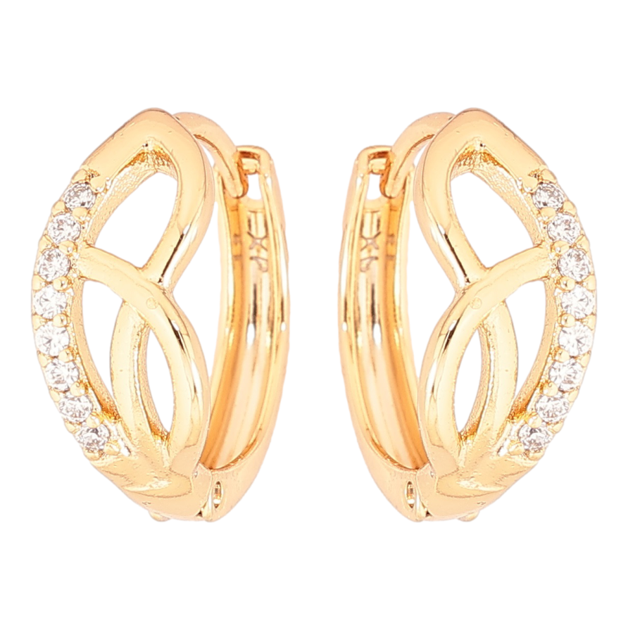 Сережки Xuping Позолота 18K колечка «Візерунок з доріжками кристалів» фото №1