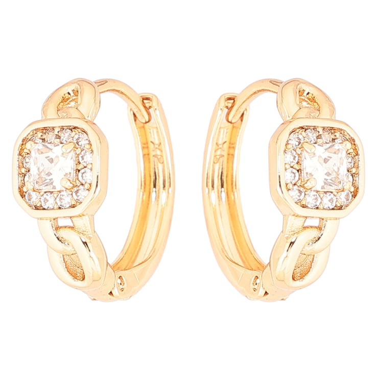 Сережки Xuping Позолота 18K колечка «Візерунок з кристалами» фото №9