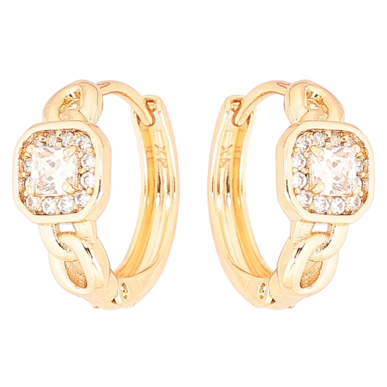 Серьги Xuping Позолота 18K колечки Узор с кристаллами фото №4