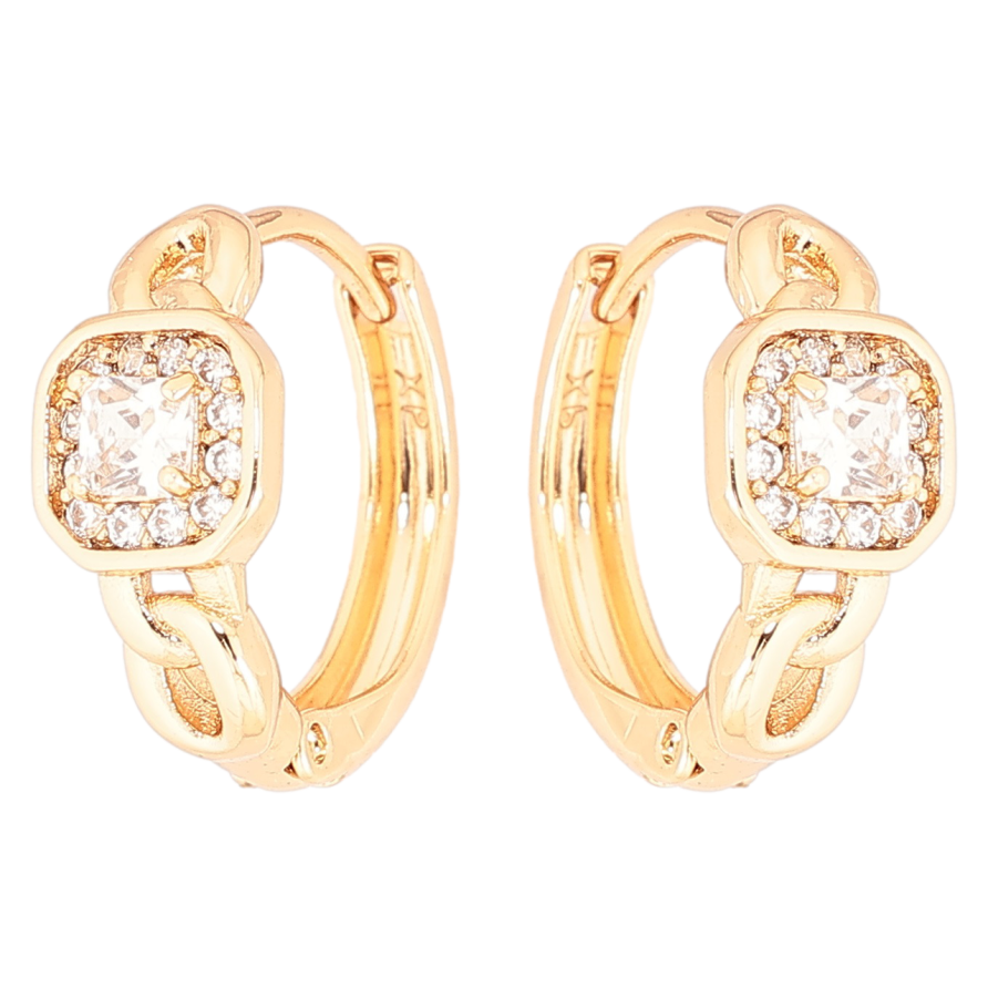 Сережки Xuping Позолота 18K колечка «Візерунок з кристалами» фото №1