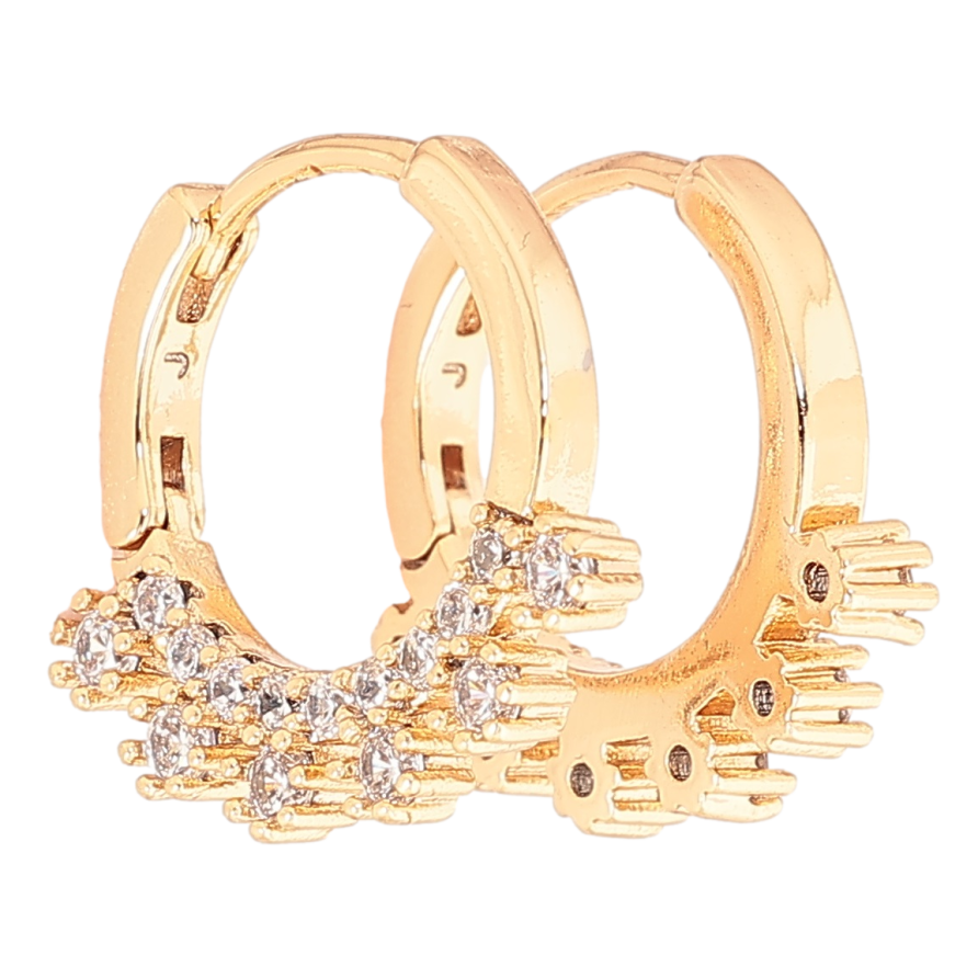 Сережки Xuping Позолота 18K колечка «Бічний візерунок з кристалів» фото №1