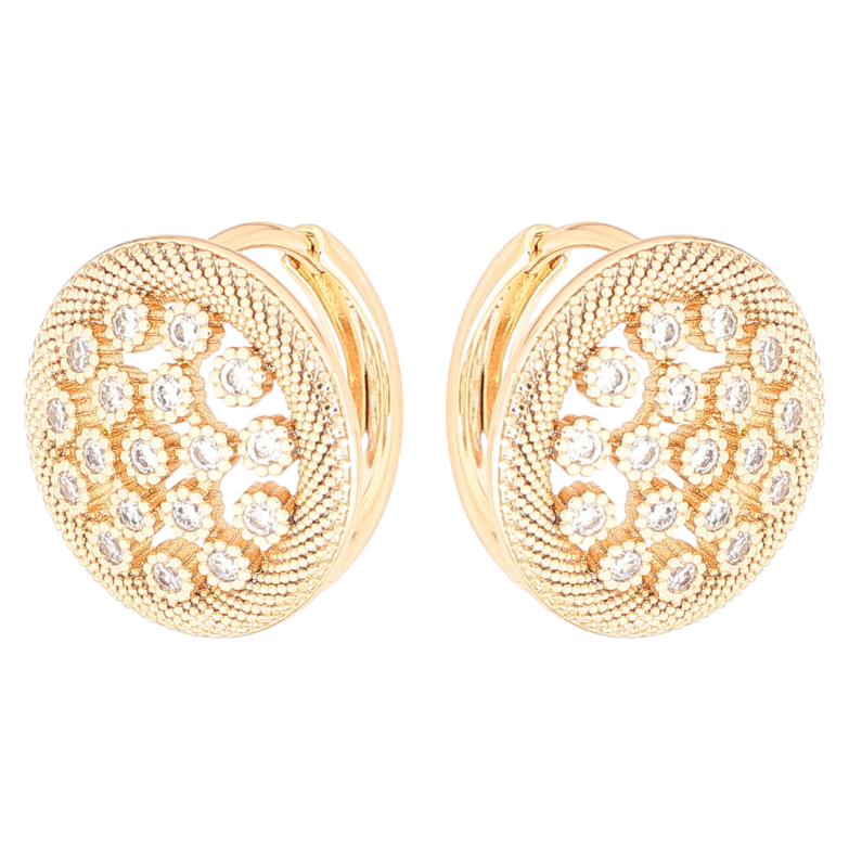 Сережки Xuping Позолота 18K колечка «Декоративний візерунок з кристалами» фото №2