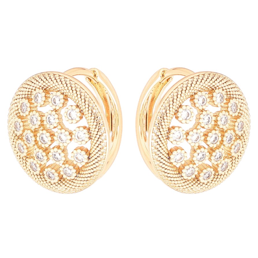 Сережки Xuping Позолота 18K колечка «Декоративний візерунок з кристалами» фото №1