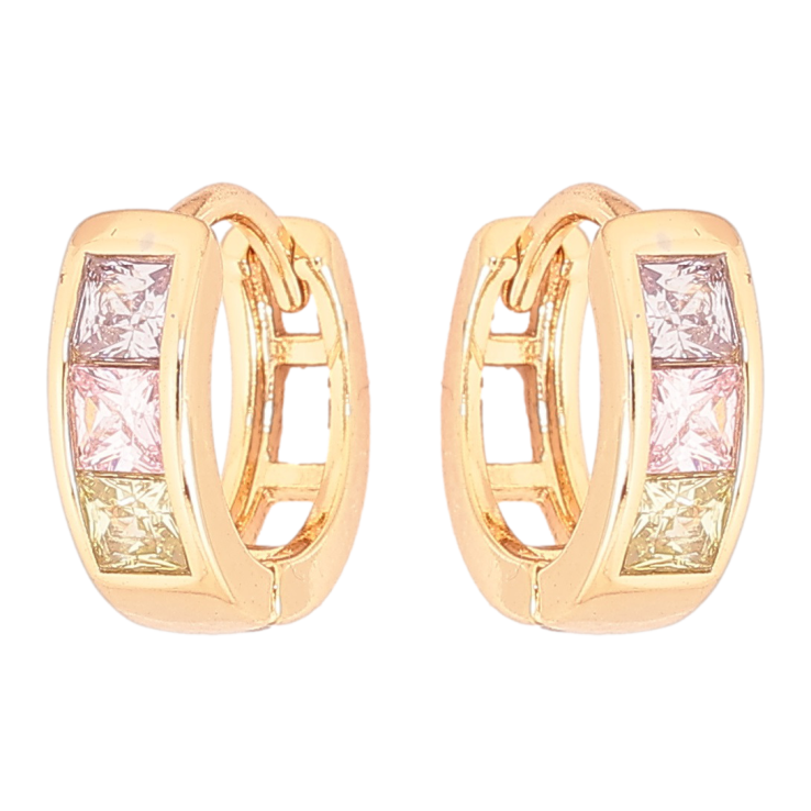 Серьги Xuping Позолота 18K колечки Дорожки разноцветных кристаллов фото №19