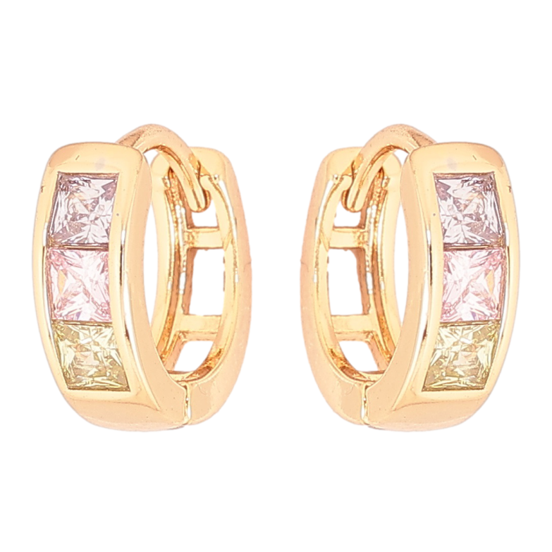 Серьги Xuping Позолота 18K колечки Дорожки разноцветных кристаллов фото №3