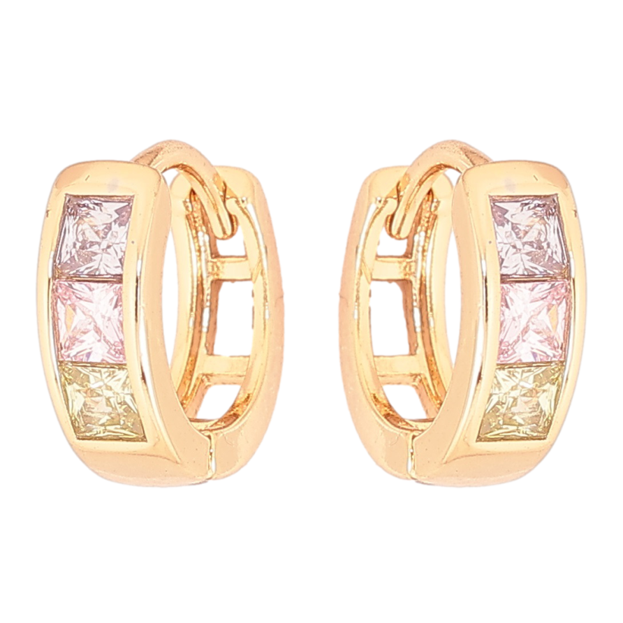 Серьги Xuping Позолота 18K колечки Дорожки разноцветных кристаллов фото №1