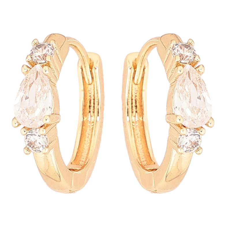 Сережки Xuping Позолота 18K колечка «Три кристали» фото №3