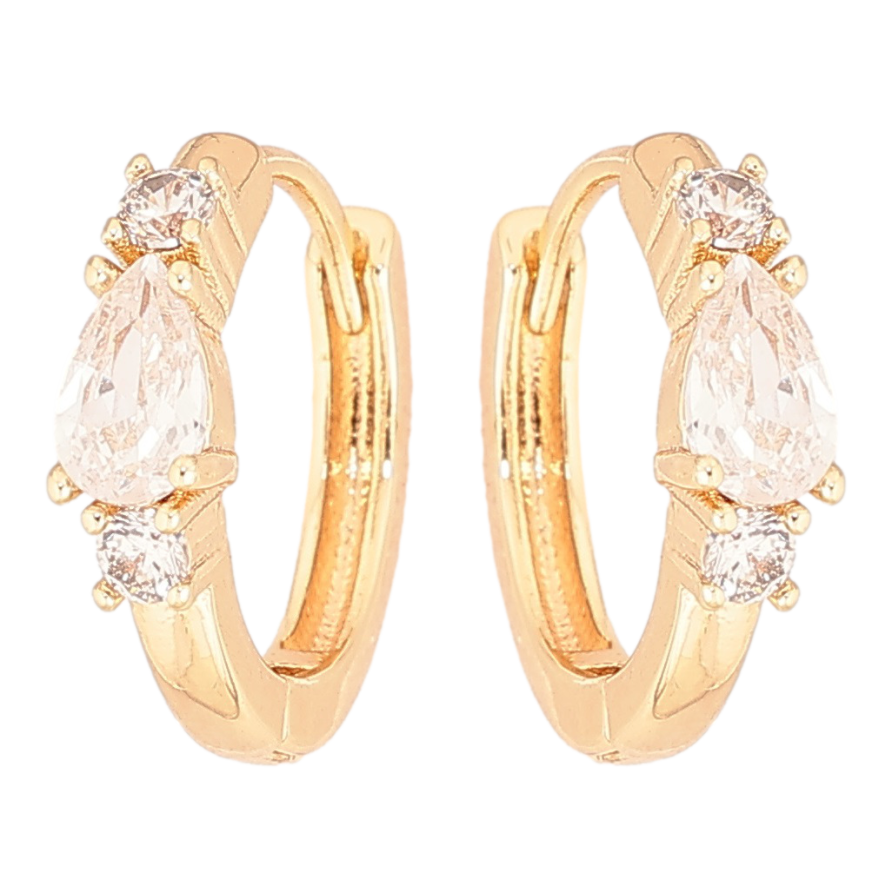 Серьги Xuping Позолота 18K колечки Три кристалла фото №1