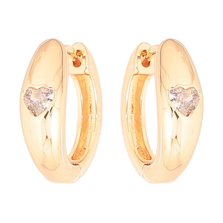 Сережки Xuping Позолота 18K колечка «Кришталеві сердечка» фото №4