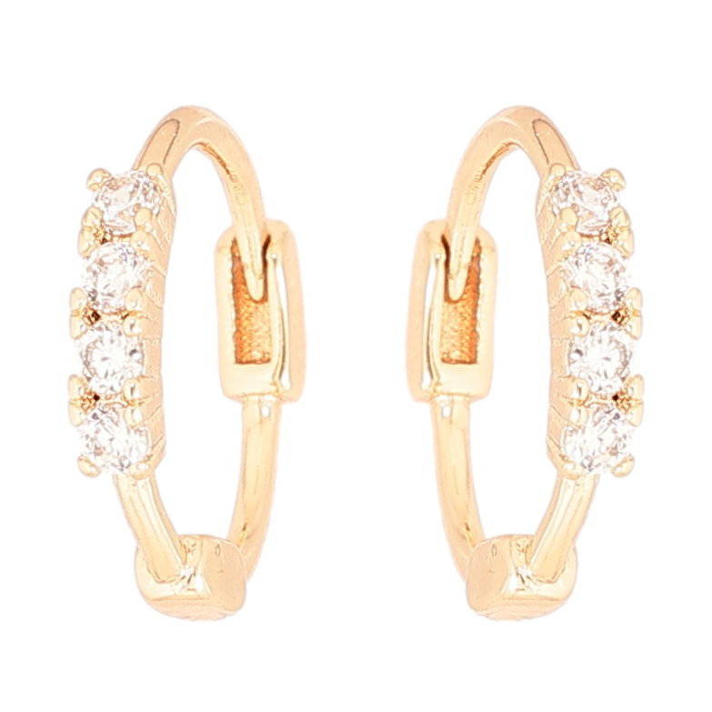 Сережки Xuping Позолота 18K колечка «Кристальні доріжки» фото №2