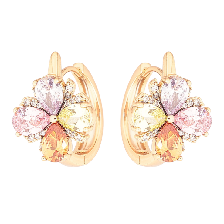 Серьги Xuping Позолота 18K колечки Цветочки из разноцветных кристаллов фото №17 Серьги Xuping Позолота 18K колечки Цветочки из разноцветных кристаллов фото №17