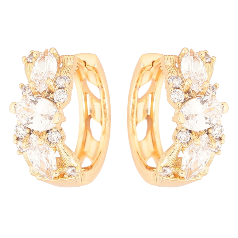 Сережки Xuping Позолота 18K колечка «Розсип кристалів» фото №2