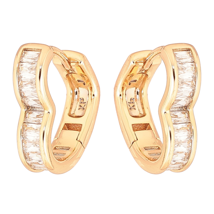 Серьги Xuping Позолота 18K колечки Сердечки с дорожками кристаллов фото №24