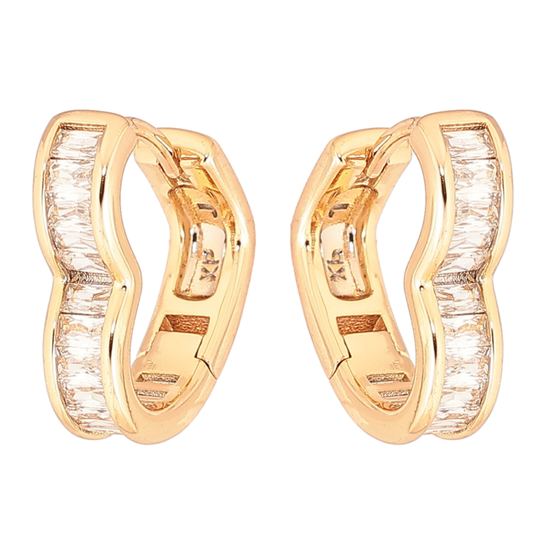 Сережки Xuping Позолота 18K колечка «Сердечка з доріжками кристалів» фото №1