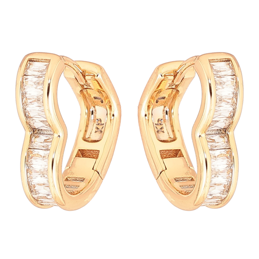 Серьги Xuping Позолота 18K колечки Сердечки с дорожками кристаллов фото №1