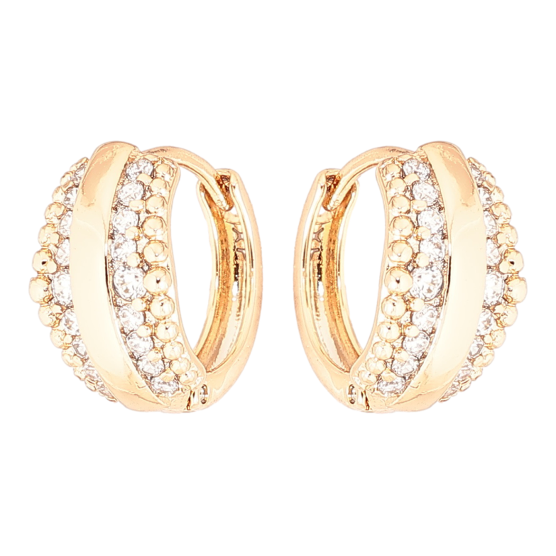 Сережки Xuping Позолота 18K колечка «Візерунок з доріжками кристалів» фото №1