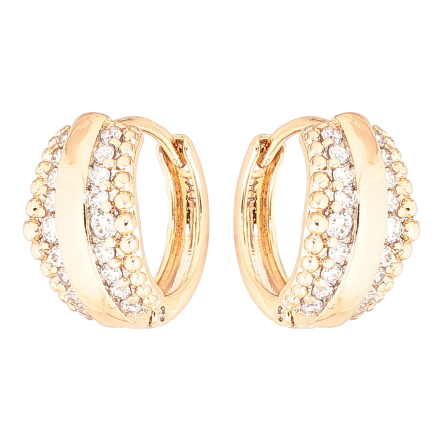 Серьги Xuping Позолота 18K колечки Узор с дорожками кристаллов фото №1