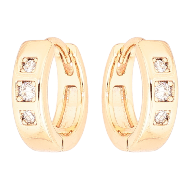 Серьги Xuping Позолота 18K колечки Три кристалла фото №19