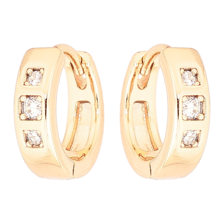 Серьги Xuping Позолота 18K колечки Три кристалла фото №1