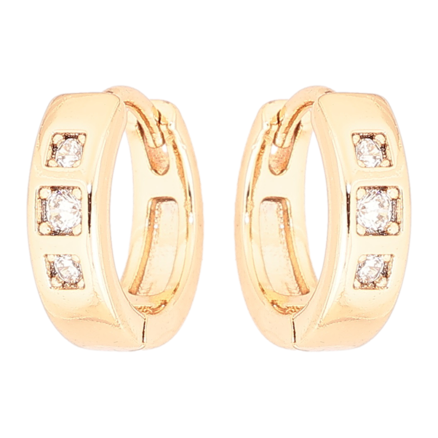 Серьги Xuping Позолота 18K колечки Три кристалла фото №1