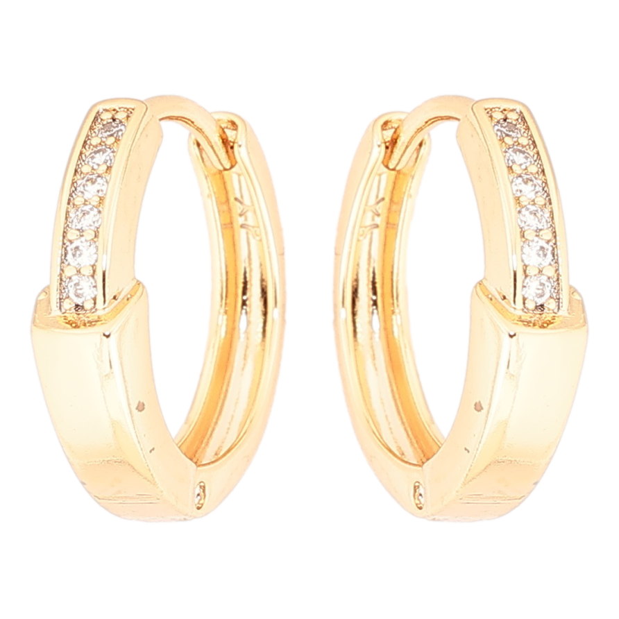 Сережки Xuping Позолота 18K колечка «Візерунок з доріжками кристалів» фото №1