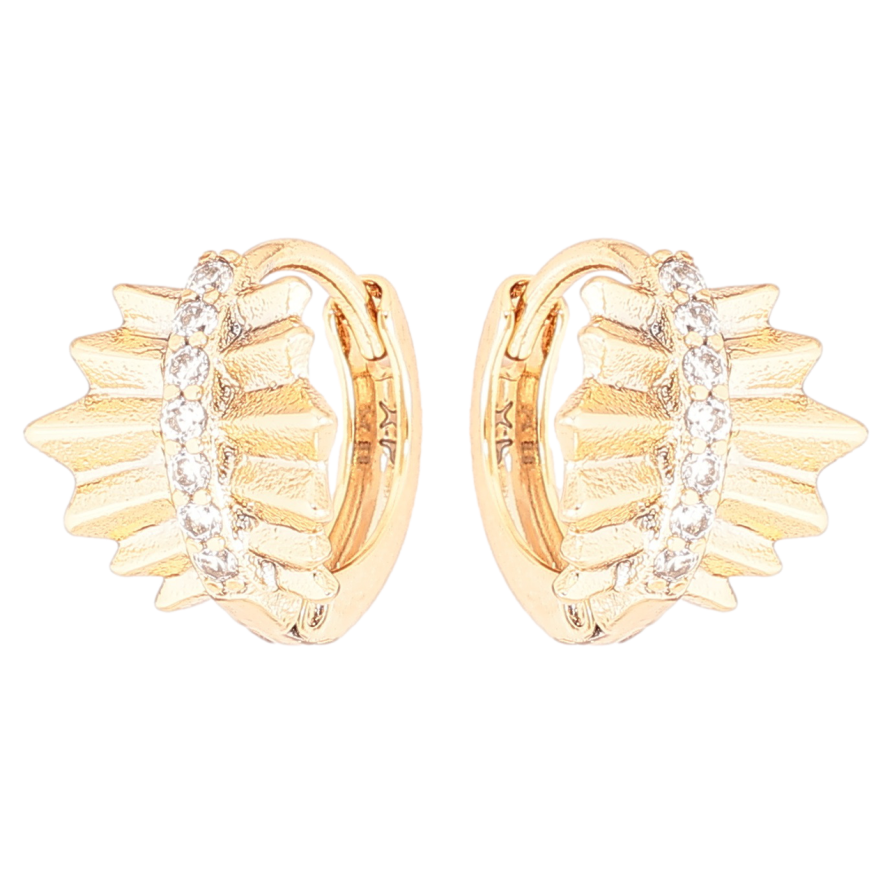 Серьги Xuping Позолота 18K колечки Декоративный узор с дорожками кристаллов фото №1 Серьги Xuping Позолота 18K колечки Декоративный узор с дорожками кристаллов фото №1