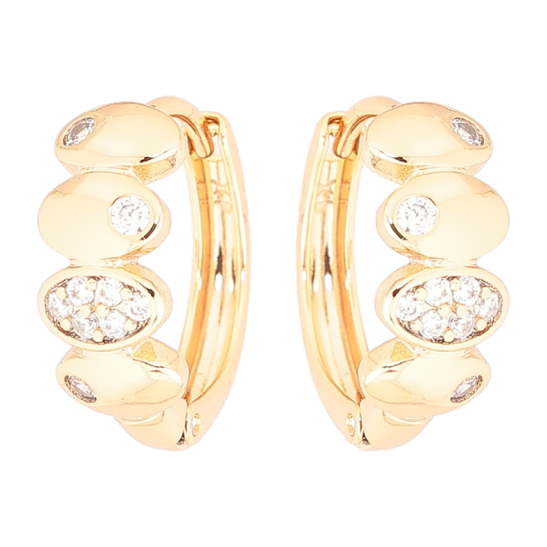 Сережки Xuping Позолота 18K колечка «Декоративний візерунок з кристалами» фото №1 Сережки Xuping Позолота 18K колечка «Декоративний візерунок з кристалами» фото №1